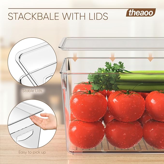 theaoo Large Clear Storage Bins with Lids, Stackable Containers, 4 Pack - Image 2