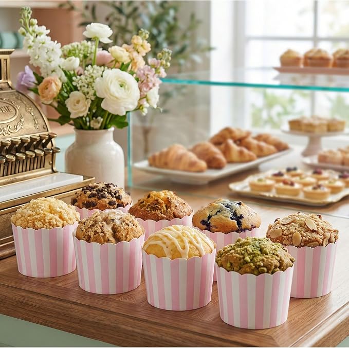 Restaurantware Baking Cups 200 Pack of 6 oz Paper Cupcake Liners Greaseproof Scalloped Oven-Safe Elegant Dessert Muffin Cups Disposable for Parties - Image 3