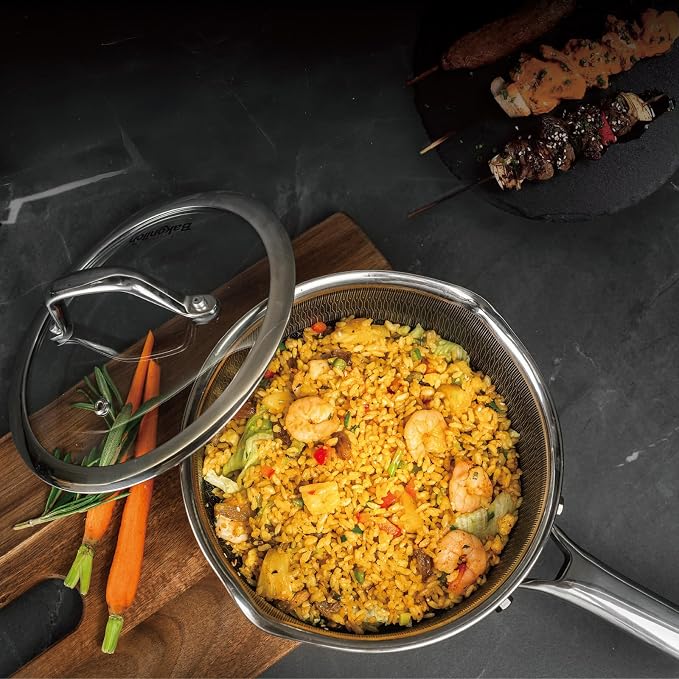 Hybrid Nonstick 4 QT Saucepan with Lid, Stainless Steel Stockpot with Honeycomb Texture,Compatible with All Cooktops,Dishwasher and Oven Safe - Image 5