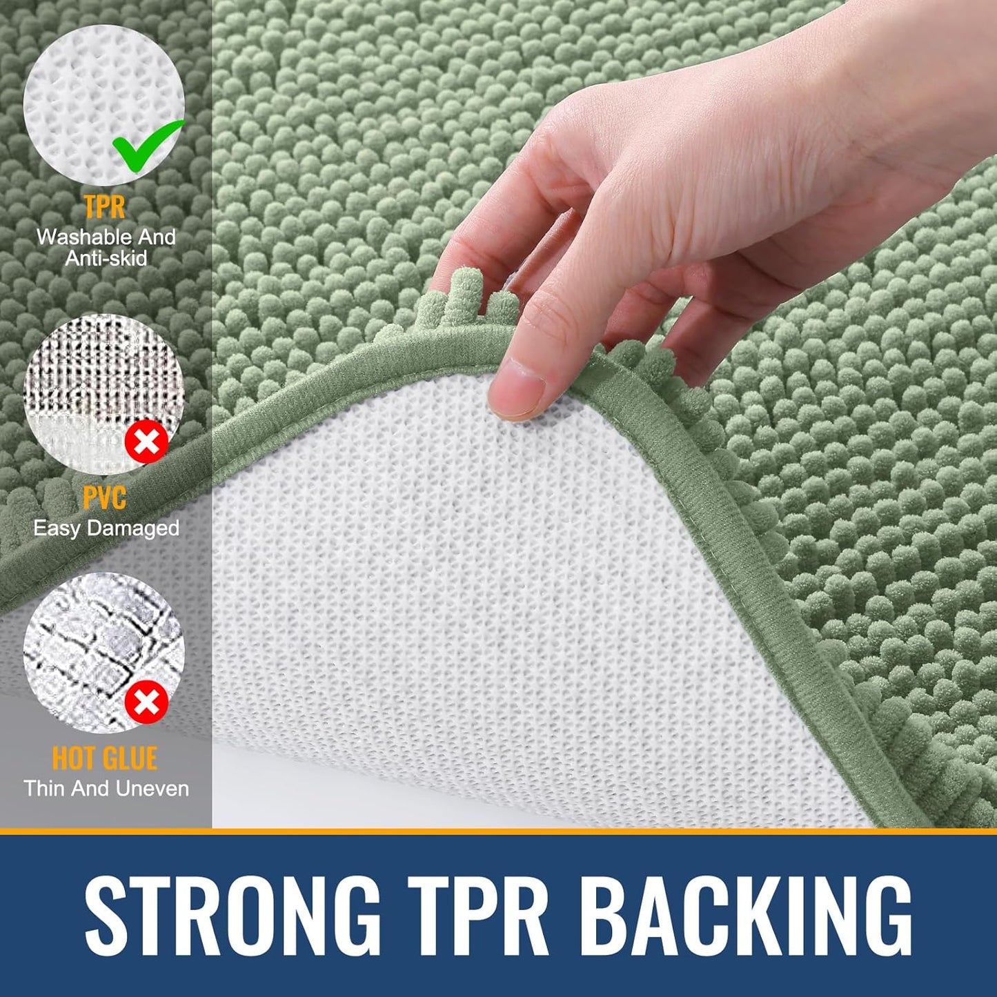 Arotive Bathroom Rugs 24x16, Extra Soft Absorbent Shaggy Chenille Bath Rugs, Machine Washable Rubber Backing Non-Slip Bath Mats for Bathroom Floor Tub and Shower, Home Decor Accessories, Sage Green