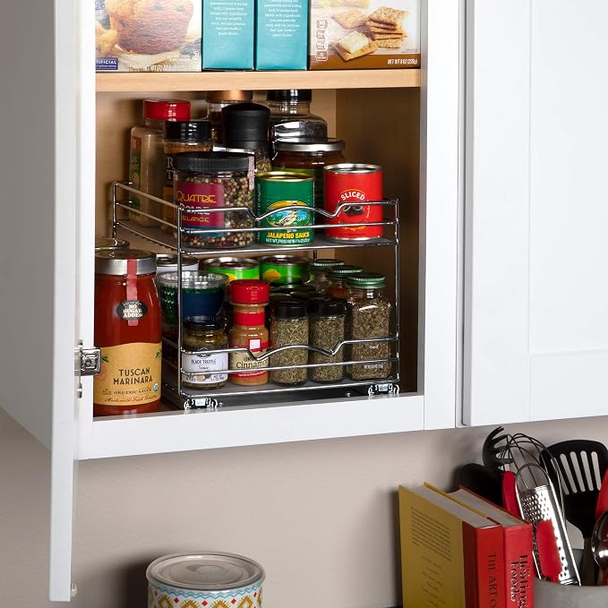 Pull-Out Cabinet Spice Rack Organizer 2-Tier, 10 ½"W x 10 ⅜"D x 8 ⅞"H - Image 6