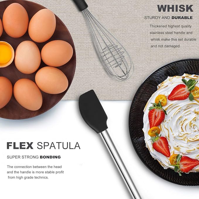 Kitchen Utensil Set-Silicone Cooking Utensils-33 Kitchen Gadgets & Spoons for Nonstick Cookware-Silicone and Stainless Steel Spatula Set-Best Kitchen Tools, Useful Pots and Pans Accessories - Image 4