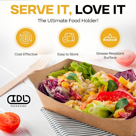 IDL Packaging 10.25" x 7.5" x 2" Kraft Paper Lunch Trays (Pack of 125) - Food-Safe Poly Coated for Extra Moisture Resistance - Proudly Made in USA - Tray for Fries, Burgers, and Appetizers - Image 6