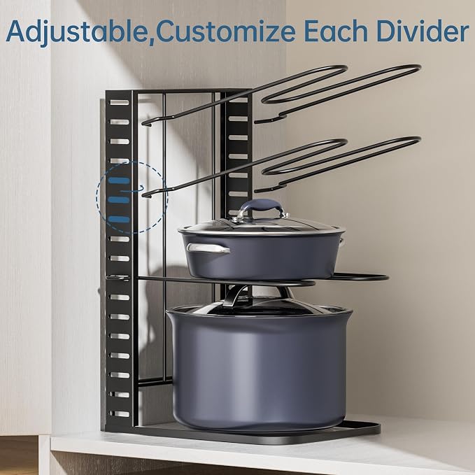 ORDORA Pots and Pans Organizer Under Cabinet 14.6", 8-Tier Adjustable Rack - Image 5