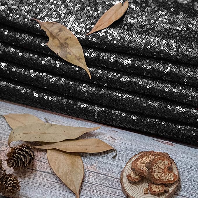 JYFLZQ Black Sequin Tablecloth, Glitter Party Table Cover 90 Inch Round - Image 5