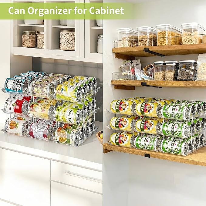 Can Organizer for Pantry, Stackable Food Pantry Storage Rack, 6 Tier | Automatic Rolling, Modular Storage, Clear Acrylic, Holds 72 Cans for Pantry, Cabinet & Fridge, Space Saving, Easy to Refill - Image 5