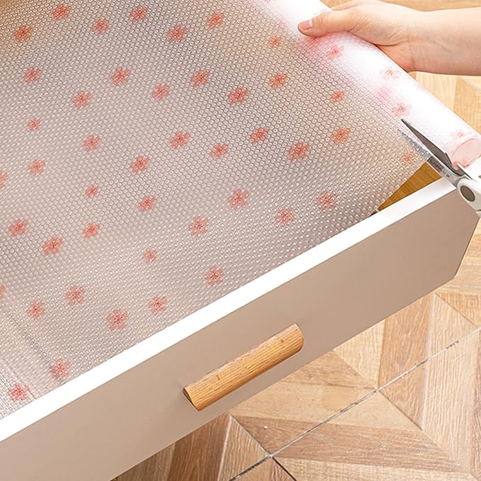 Cherry Blossom Shelf Liner - Non-Adhesive Drawer & Cabinet Liner, Non-Slip Waterproof Kitchen Shelf Paper,Pink Decorative Floral Refrigerator Liner, Easy to Cut & Clean by Jacriah