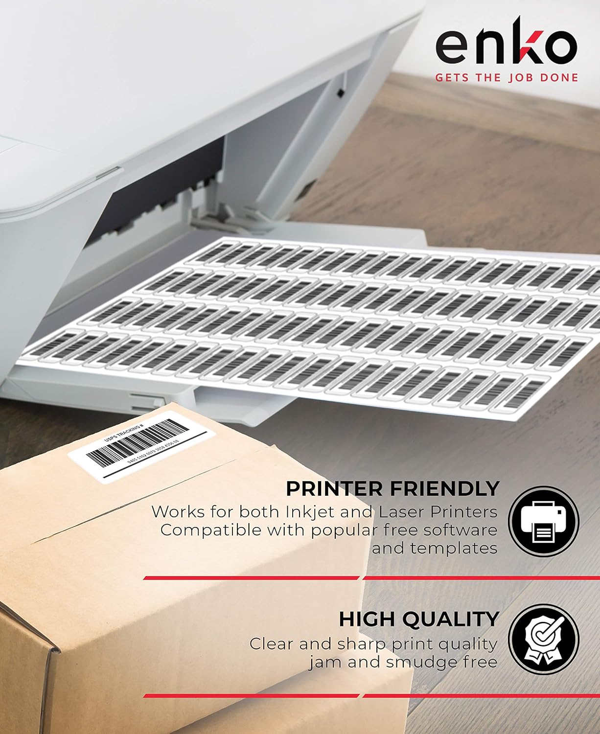 enKo - 2 x 4 Inch Label - White Blank - 10 Up Address Mailing Labels for Laser Inkjet Printer (900 Sheets, 9000 Labels)