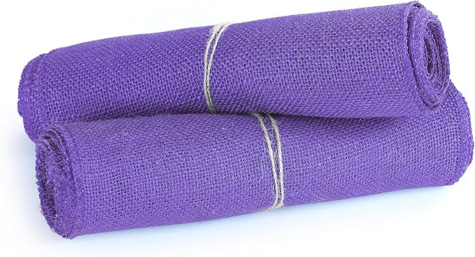 MDS® Pack of 25 Natural Burlap Table Runner, 12 x 72 Inch, Jute Rustic Farmhouse Boho Table Decor for Wedding Reception, Dining Table, Bridal Shower, Baby Shower & Party Decorations - Lavender - Image 5