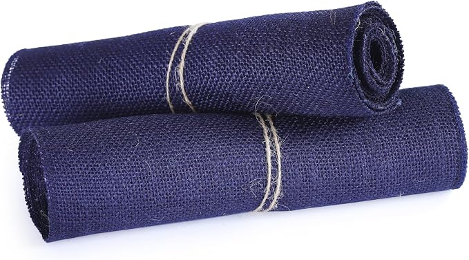 MDS® Pack of 25 Natural Burlap Table Runner, 12 x 108 Inch, Jute Rustic Farmhouse Boho Table Decor for Wedding Reception, Dining Table, Bridal Shower, Baby Shower & Party Decorations - Navy Blue - Image 5