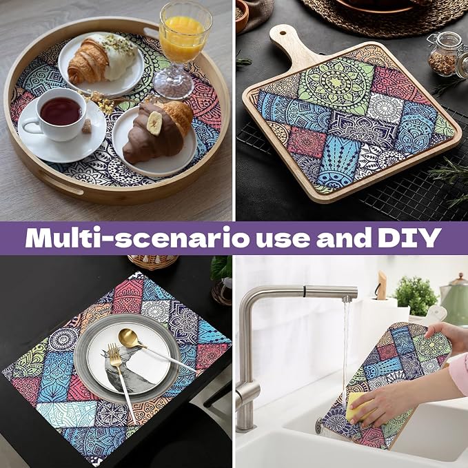 Quttisay Boho Kitchen Shelf Liner Non Adhesive Drawer Liners 12in x 16.4ft - Image 6