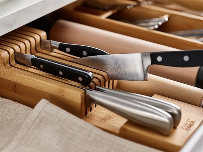 Joseph Joseph DrawerStore Compact Knife Organizer, holds up to 9 knives, Kitchen Organization & Drawer Storage, Bamboo - Image 4