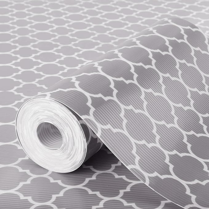 Glotoch Drawer Liner and Shelf Liner, 12 in x 30 ft, Quatrefoil Gray by GlotochExpress