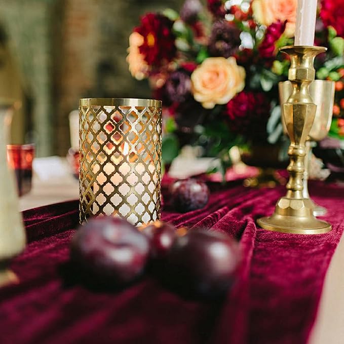 Table Runner 20 x 120 Inches Long Burgundy Wedding Table Runners, Velvet Table Runner for Home Holiday Party Table Decorations 10ft - Image 4