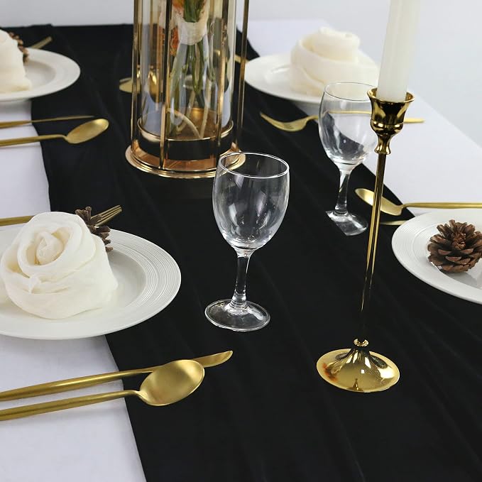 Velvet Table Runner, 10ft Luxurious Wedding Reception Decorations Soft Velvet Fabric Table Linen Overlay for Party (20 x 120 inch, Black) - Image 4