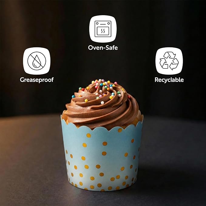 Restaurantware Scalloped Baking Cups 500 Count 4.5 Oz Paper Muffin Liners Blue Greaseproof Oven-Friendly Cupcake Liners, Disposable Paper Scalloped Muffin Cups, Heavy-Duty For Desserts Blue - Image 4