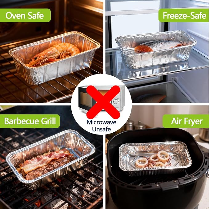 UBeesize 2Lb Thicker & Heavy Duty Disposable Aluminum Loaf Pans, 50 Pack Ultra Sturdy 8.5 x 4.5 Foil Bread Pans for Baking Banana Bread, Cakes, Meatloaf & Food Storage - Image 6