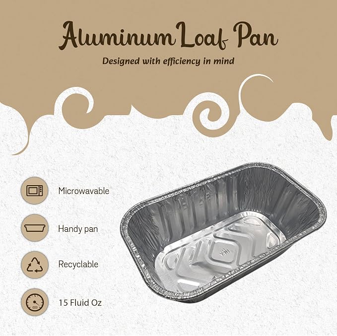 Handi-Foil KitchenDance Disposable Aluminum Loaf Pan - 15 Ounces Aluminum Foil Pan for Bread, Fruit Cakes - Baking Pans for Baking, Cooking,5000, 2000 - Image 2