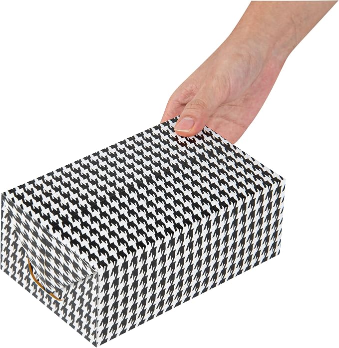 Restaurantware Takeout Lunch Box 100 Count 47 Ounce Paper Food Delivery Container Greaseproof Secure Closure Box Black Houndstooth Design 7.01 x 4.49 x 2.76 Inch Large Capacity - Image 8