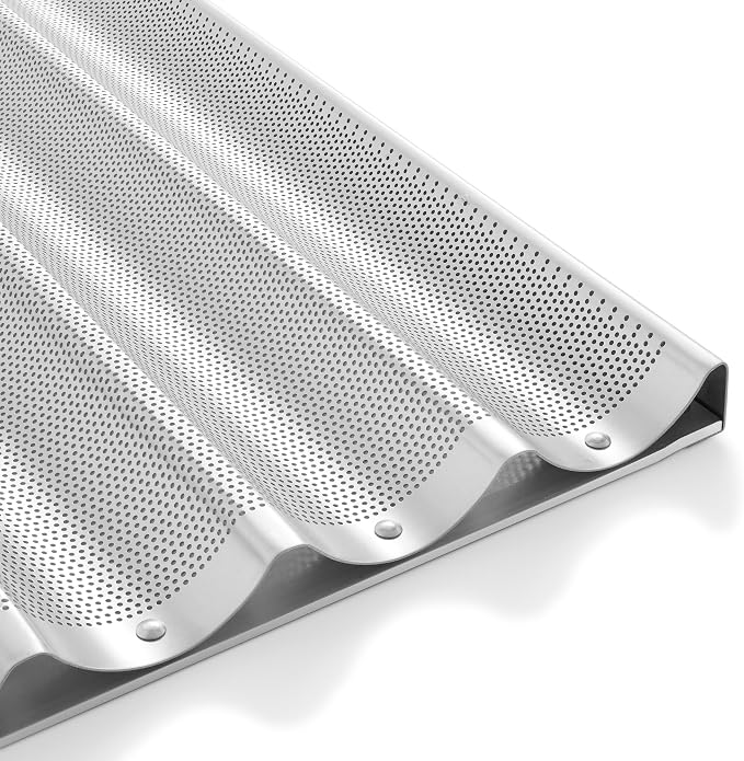 GRIDMANN 18" x 26" Commercial 5 Count Long Aluminum Baguette Pan, Perforated French Bread Loaf Baking Pan - Image 6