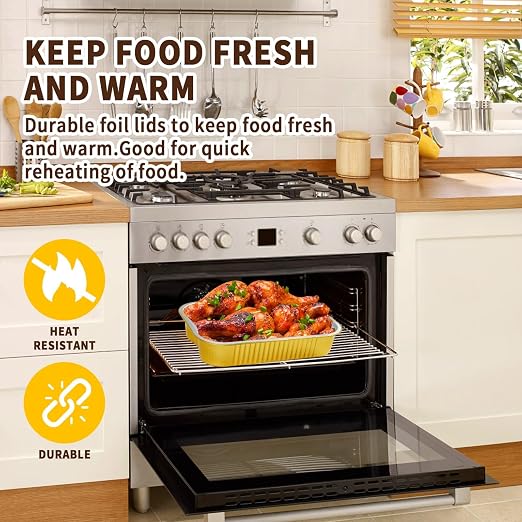 30-Pack 9x13 Gold Aluminum Foil Pans | Heavy Duty Half Size Baking Pan - Image 4