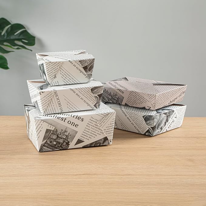 Restaurantware Bio Tek 98 Ounce Take Out Boxes 200 To Go Lunch Boxes - Tab-Lock Closure Heat-Tolerant Newsprint Paper Disposable Lunch Boxes Greaseproof For Hot And Cold Foods - Image 9