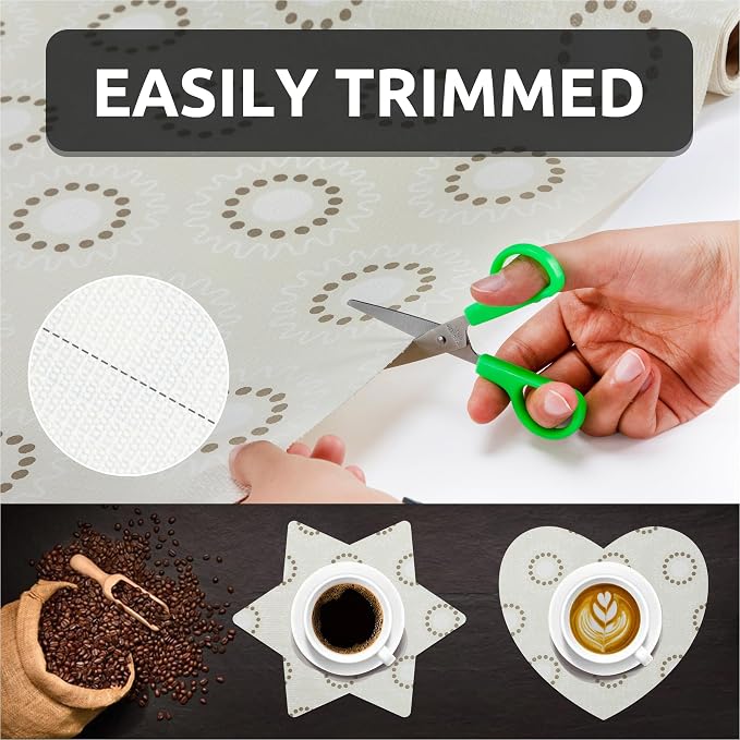 FIFTY FEET 12X120 Inch Shelf Liner for Kitchen Cabinets, PVC Drawer Liner for Dresser Non-Slip Bathroom, Non-Adhesive Cabinet Liner Washable (Beige Circle)(1 Roll) - Image 7