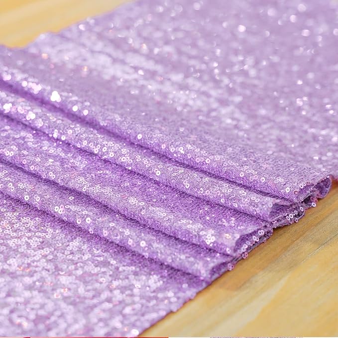 Lavender Sequin Table Runner 12 Pack, 12''x108 Glitter Table Runner - Image 3