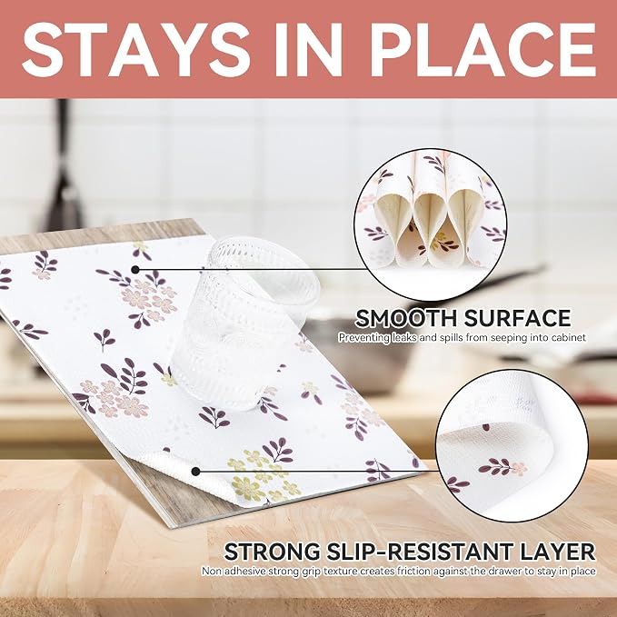 Shelf and Drawer Liner for Kitchen Cabinet Blush Petals Floral 12In x 20Ft - Image 3