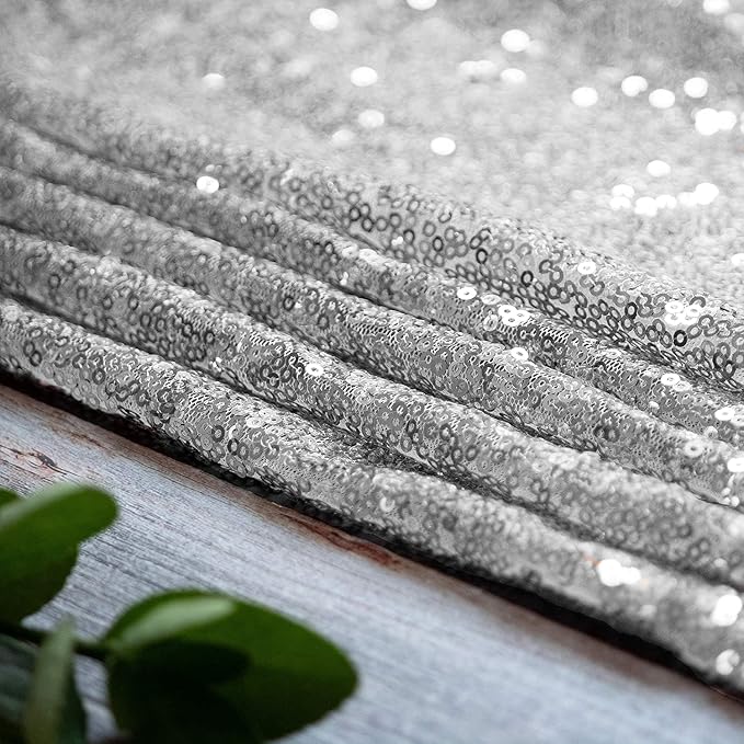 Silver Sequin Table Runner 12 Pack, 12x108 Inch Glitter Table Runner - Image 5