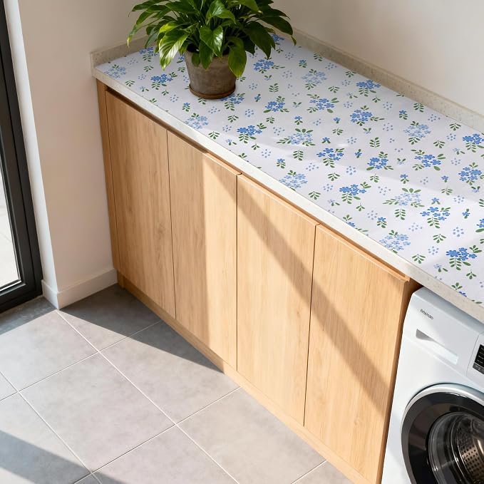 RAY STAR 24 Inch x 10 Ft Shelf Liner for Kitchen Cabinets, Non-Adhesive Cabinet Liner Washable, Drawer Liner for Dresser Non-Slip Bathroom [Blue Wildflower Sky] - Image 8