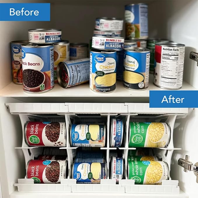 Shelf Reliance Cansolidator Cupboard - 2-Pack Can Organizer for Pantry, Stackable Soda Can Storage for Kitchen, Holds 20 Cans of Food or Soda - Image 5