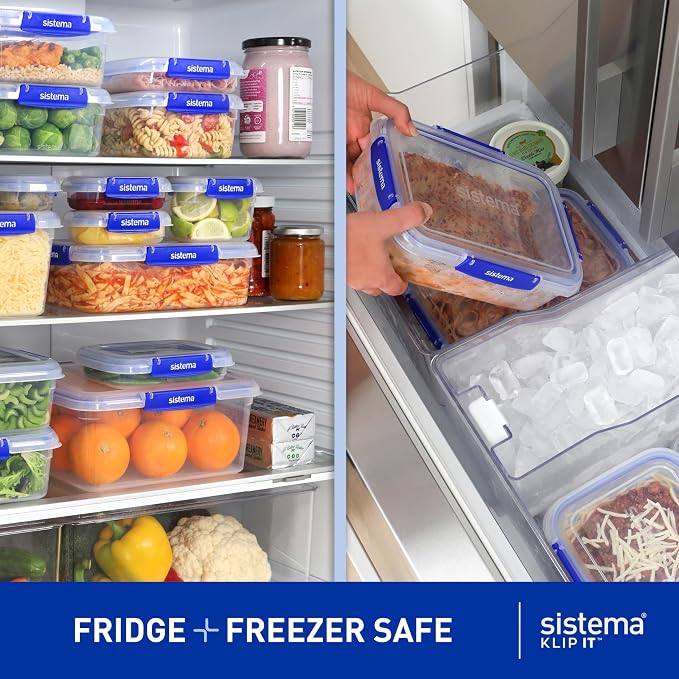 Sistema KLIP IT Storage Containers, Airtight and Stackable Food Storage Containers with Lids, Lunch Boxes and Snack Boxes, BPA-Free, 18 Pieces (9 Cans and Lids) - Image 6