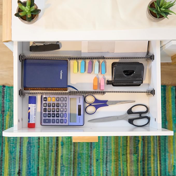 Relaxdays Drawer Divider, 8-Piece Set, Adjustable Length from 28 to 53.5 cm, Kitchen Storage, Organiser, Plastic, Clear, 8 x 28 x 2.5 cm - Image 3