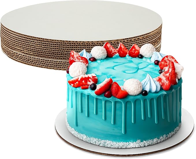MT Products Corrugated White Cardboard Cake Board or Pizza Circle 14 inch - Sturdy Cake Base for Displaying Cakes, Bread and Desserts (Case of 250) - Made in The USA by MTProducts