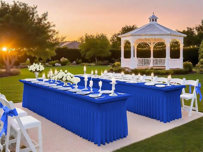 6 Packs Royal Blue Spandex Table Clothes for 6 Ft Tables - Image 6
