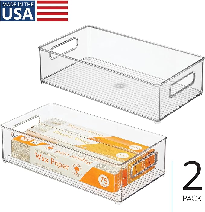iDesign Stackable Fridge Bin, Clear, Set of 2 | Storage Bin for Freezer or Pantry, Made in USA - Image 2