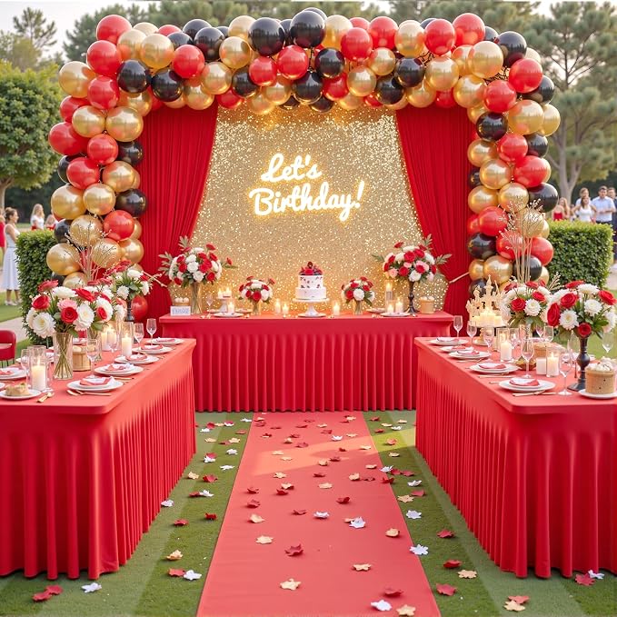Besutolife 8 Pack Red Spandex Tablecloth for 6ft Rectangle Tables Fitted Table Cloth Stretch Table Covers Skirt 6ft Rectangular Tablecloths for Banquet Parties Wedding Decorations - Image 3