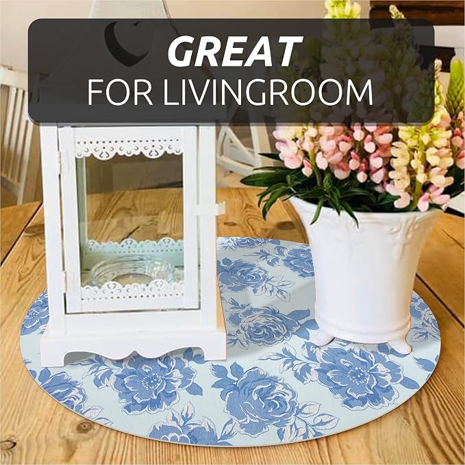 FIFTY FEET 12X120 Inch Shelf Liner for Kitchen Cabinets, PVC Drawer Liner for Dresser Non-Slip Bathroom, Non-Adhesive Cabinet Liner Washable (Blue Flower)(2 Roll) - Image 5