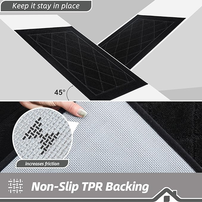 BEQHAUSE Dirt Trapper Door Mat 24" x 60", Doormat Non-Slip, Black - Image 5