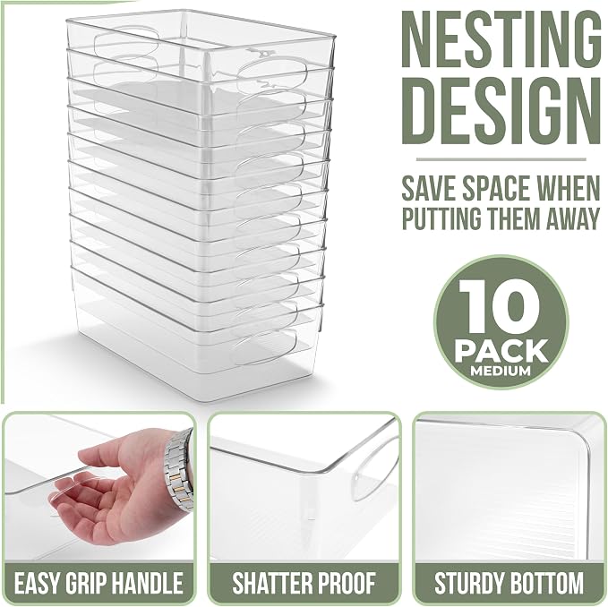 Sorbus Fridge Organizers and Storage, Clear Bins (Medium, 10 Pack) - Image 2