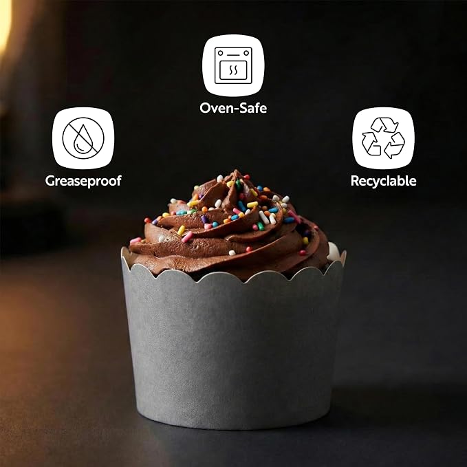 Restaurantware Baking Cups 200 Pack of 10 oz Paper Cupcake Liners Greaseproof Scalloped Oven-Safe Elegant Dessert Muffin Cups Disposable for Parties - Image 4