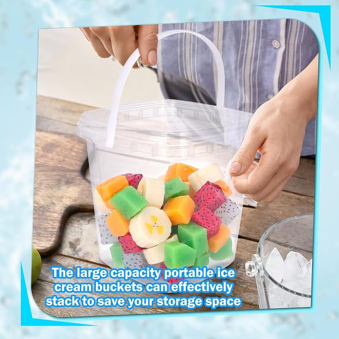 39 Pack 32 oz Square Deli Containers Bulk Clear Plastic Buckets with Airtight Lids Stackable Ice Cream Tub for Kitchen Meal Food Prep Microwave Refrigerator Party Picnic Fruit Yogurt Salad - Image 6