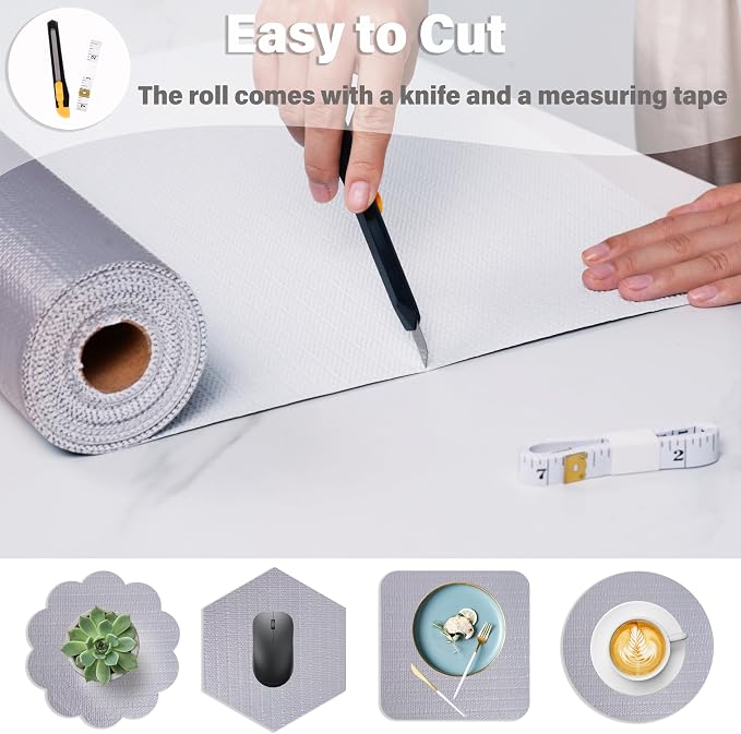 Drawer and Shelf Liners for Kitchen Cabinet,Non Slip Cabinet Liners for Shelves,Non-Adhesive Strong Grip Mats Protect Dresser Cupboard,Shelf Paper Easy to Clean-23.6IN x 20FT Gray - Image 7