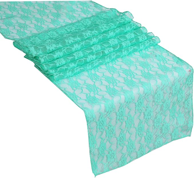 VDS Pack of 20 Floral Lace Table Runners Centerpiece Cloth Linen for Wedding Bithday Graduation Engagement Ceremony Events Party Banquets Table Decoration (12x108 inch) (Mint) by VDS