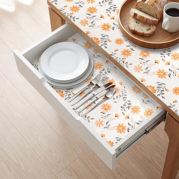 RAY STAR 18" x 8 Ft Shelf Liner for Kitchen Cabinets, Non-Adhesive Cabinet Liner Washable, Drawer Liner for Dresser Non-Slip Bathroom [Amber Blossom](2 Rolls) - Image 7