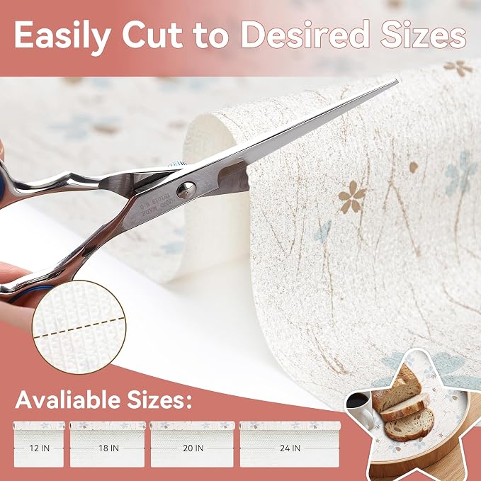 RAY STAR 12 x 120 Inch Shelf Liner for Kitchen Cabinets, Non-Adhesive Cabinet Liner Washable, Drawer Liner for Dresser Non-Slip Bathroom (Floral)(7 Roll) - Image 3