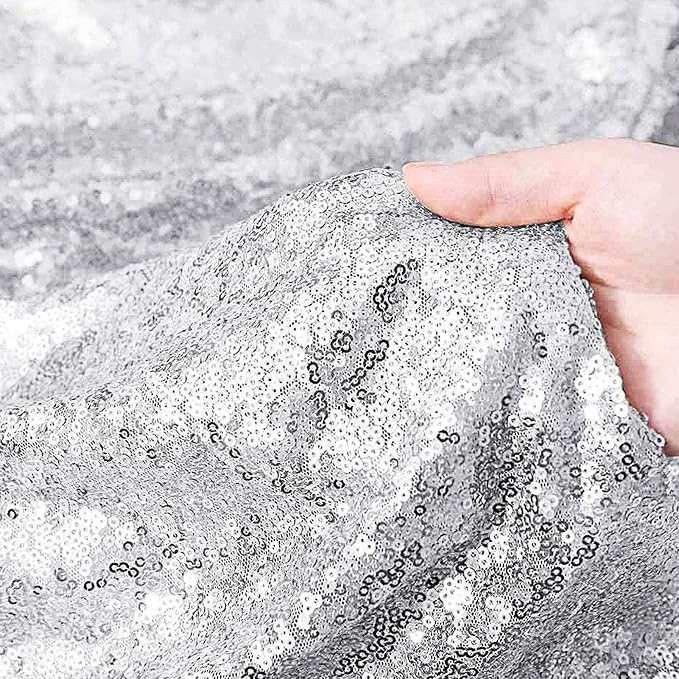 Silver Sequin Table Runner 12 Pack, 12x108 Inch Glitter Table Runner - Image 4