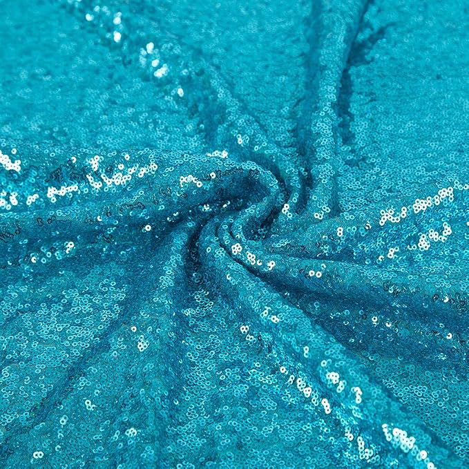 JYFLZQ Turquoise Sequin Tablecloth Glitter Party Table Cover 120 Inch Round - Image 5