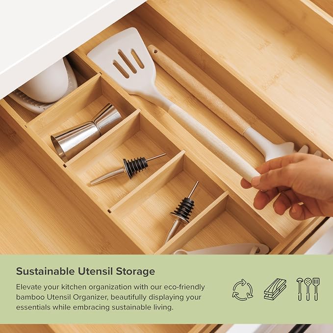 KitchenEdge Silverware & Utensil Organizer Bundle, 18-33in & 16-28in - Image 9